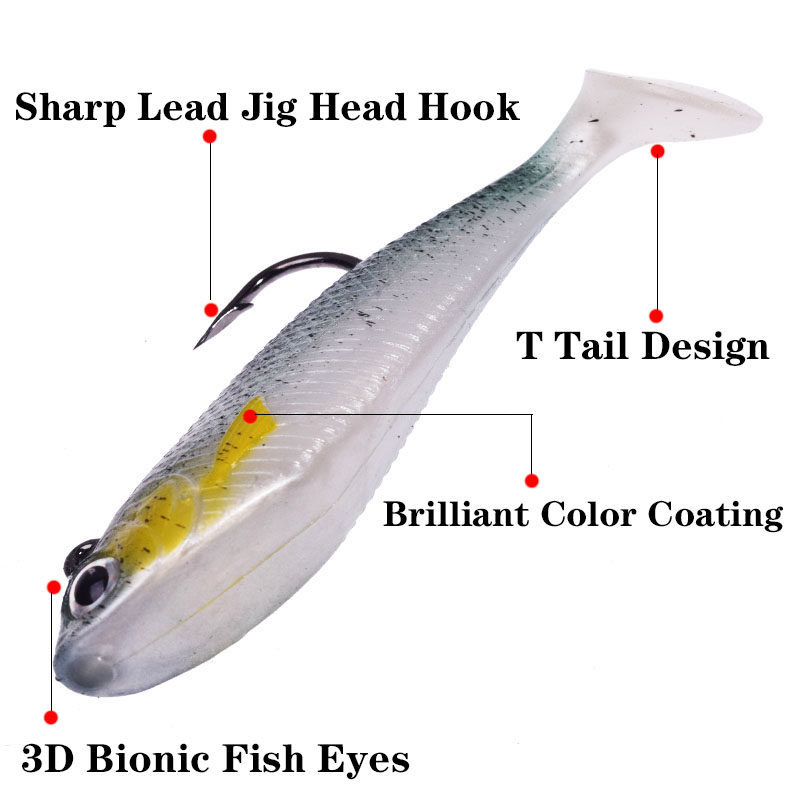 极速1PCS Silicone Soft Baiwt 75mm/9.5g Swim Tail Jigging Wob