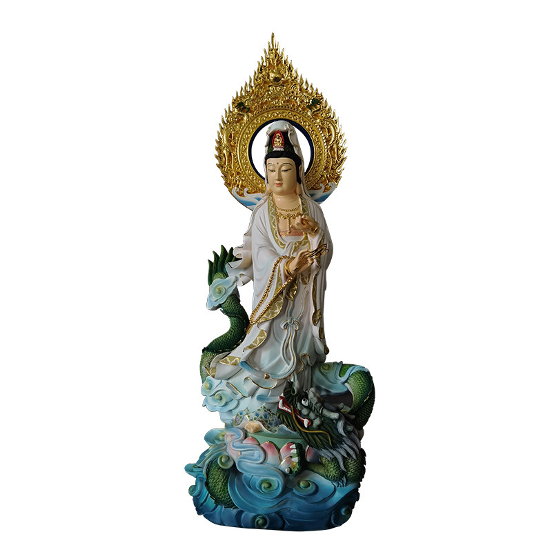 极速御龙观音f菩萨神像寺庙家用木雕供奉纯手工实木雕刻定制摆件