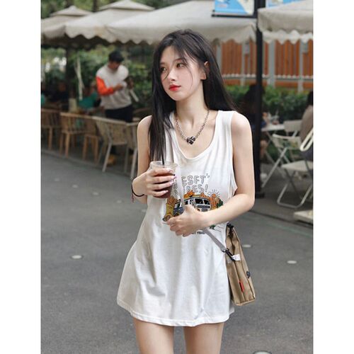 新品法式甜辣吊带小背心女内搭夏季202J4新款辣妹无袖白色t恤上衣