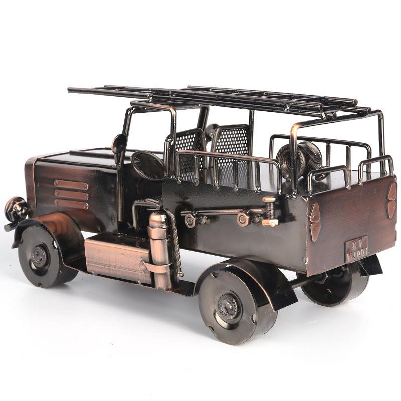 极速厂家2023新款消防车模型铁艺工艺礼品摆饰酒柜装X饰品个性美