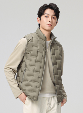 当潮马户外运动轻薄羽绒马甲男士无帽立领宽松保暖背心YYS93610