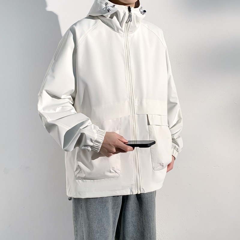 当潮马双面夹克一衣两穿连帽外套工装男生上衣百搭宽松休闲JS5013