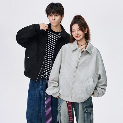 当潮马大码夹克鹿皮绒轻奢商务加肥加大胖子装M-8XL潮牌JYD8805