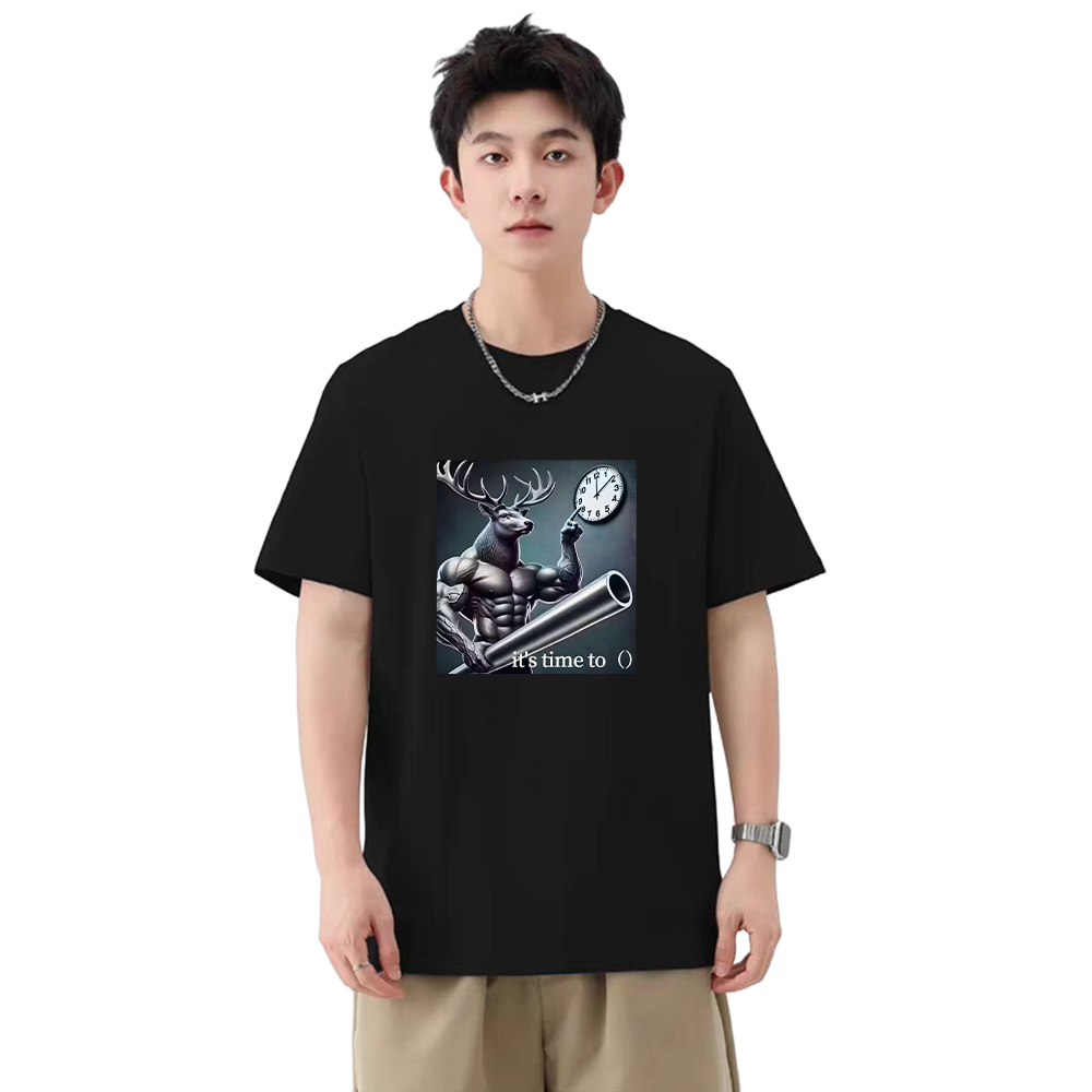 当潮马短袖T恤男夏装宽松百搭圆领纯棉上衣户外休闲DF084-DCM01