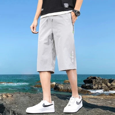 当潮马冰丝七分裤男士短裤夏季外穿宽松运动沙滩休闲裤子FCF1106