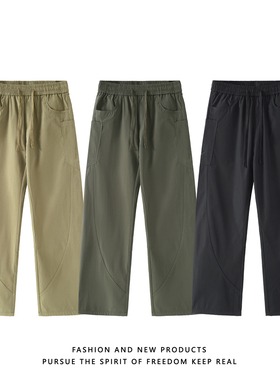 当潮马弯刀裤新款秋冬季裤子机能工装裤宽松直筒休闲裤QBWK10309