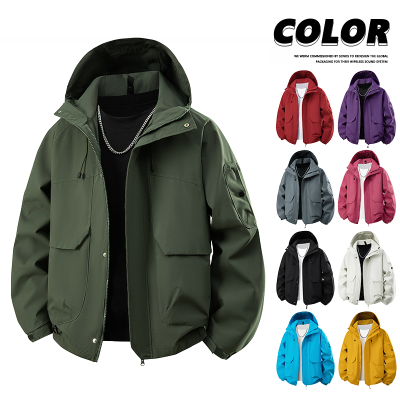 当潮马春秋季防泼水防风夹克风衣外套防水冲锋衣户外单冲JH-2388