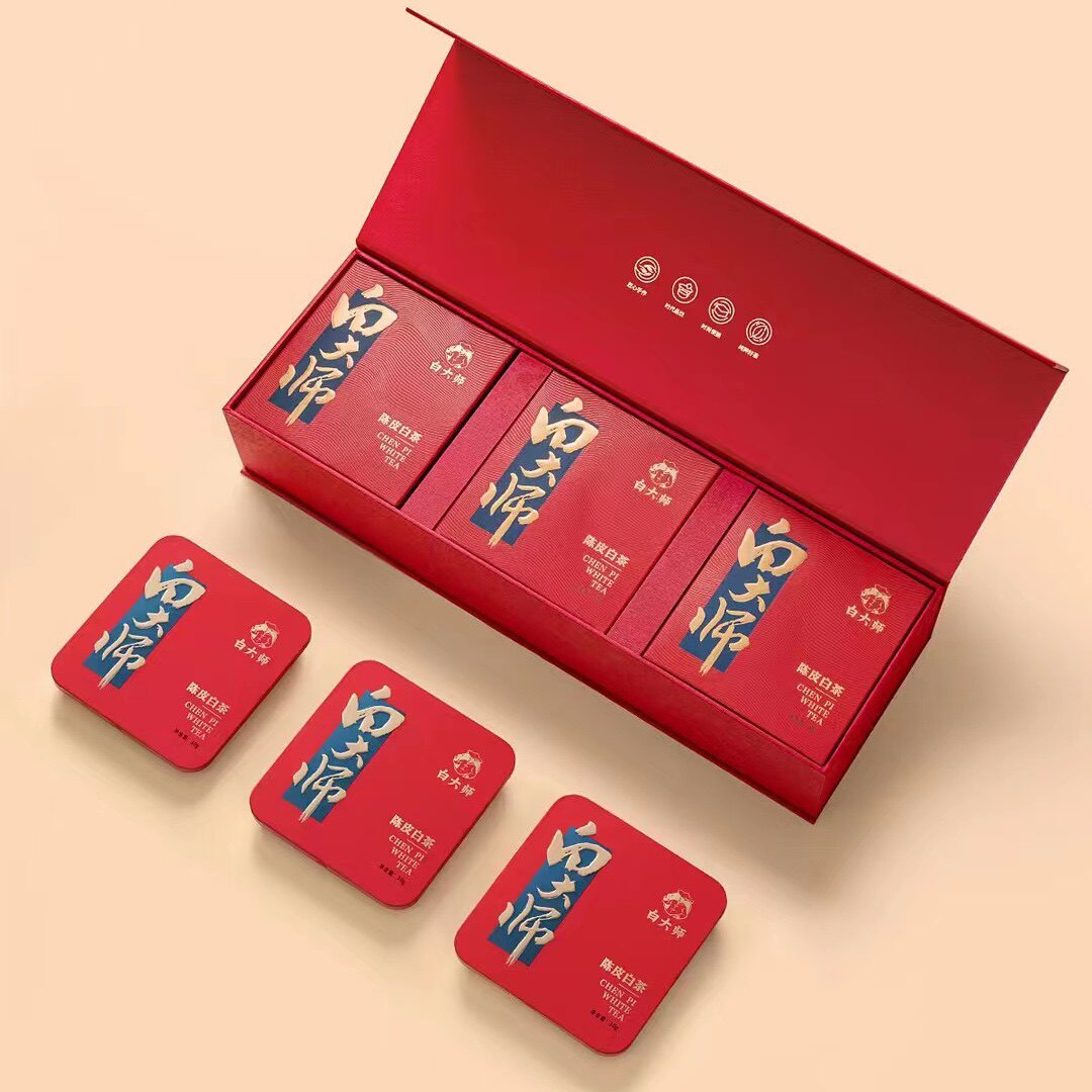 白大师 福鼎白茶2017年老白茶寿眉陈皮白茶小方片礼盒装茶叶270g