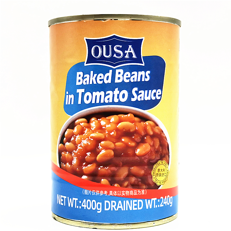 Ousa White Beans, Italian imported Ousa white Beans, green Lentils, Tomato sauce, baked Beans, canned instant food 400g thumbnail 2
