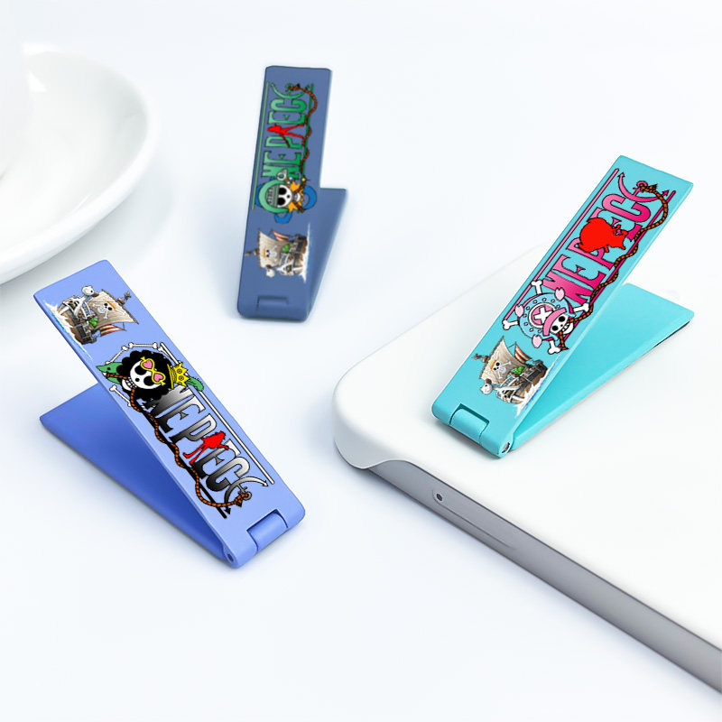 海贼王路飞粘贴手机折叠支架通用个性桌面便携学生网红礼品金属隐形