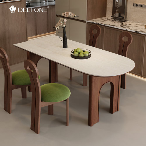 德利丰长方形岩板餐桌家用小户型