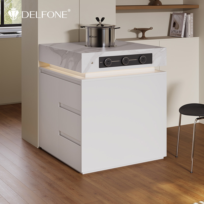 德利丰开放式厨房岩板岛台柜