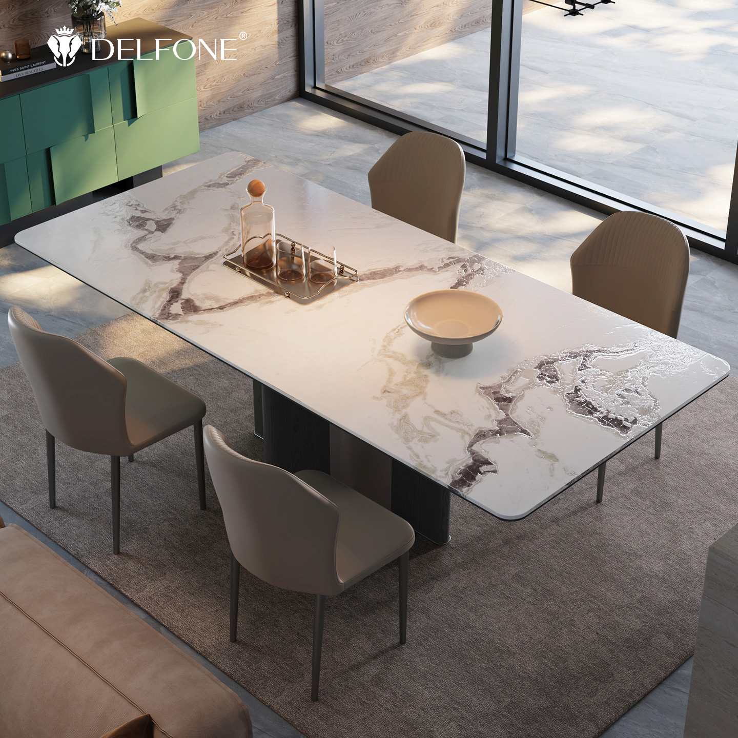 德利丰意式轻奢岩板餐桌
