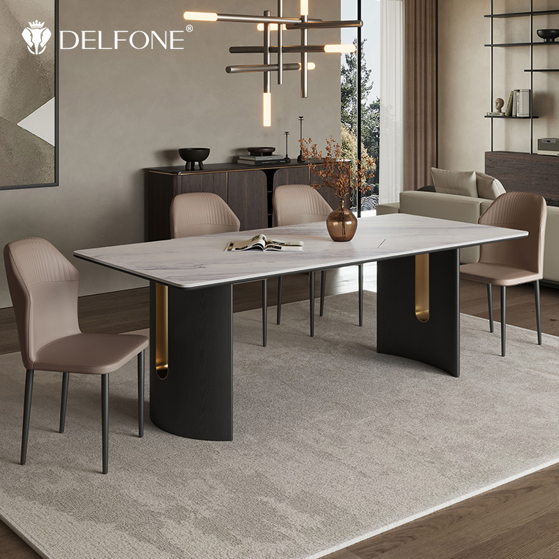 德利丰岩板餐桌家用意式轻奢