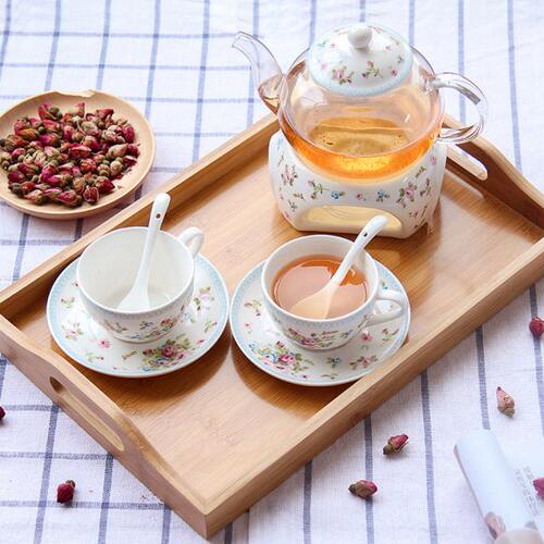 花茶简约大号杯架家用茶盘茶杯木托盘收纳盘水杯子日式长方形竹具