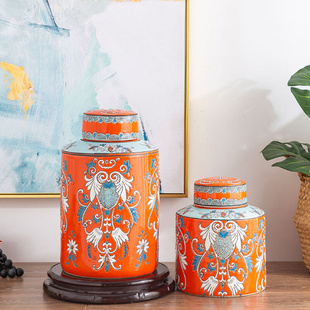 陶瓷花瓶摆件储物罐家居客厅桌面插花装 饰品现代约简茶叶罐