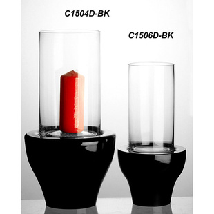 玻大璃烛台黑色复古典欧式 落地客厅工艺摆件别墅会所样板房