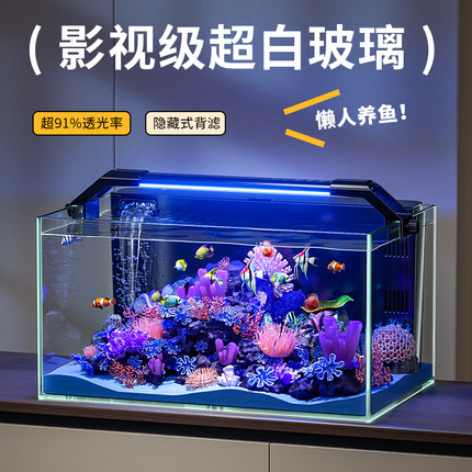 金晶超白玻璃背滤鱼缸客厅小型2025新款过滤制氧一体机生态造景缸