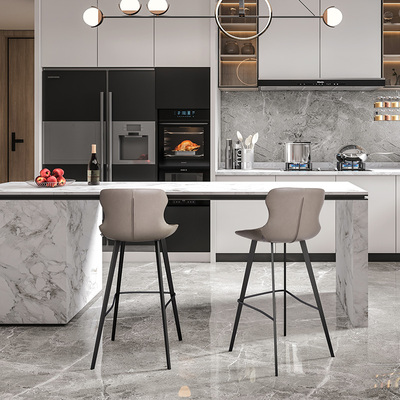 吧台椅子高c脚吧i凳酒吧椅铁艺轻奢皮靠背北欧休闲现代简约网红71