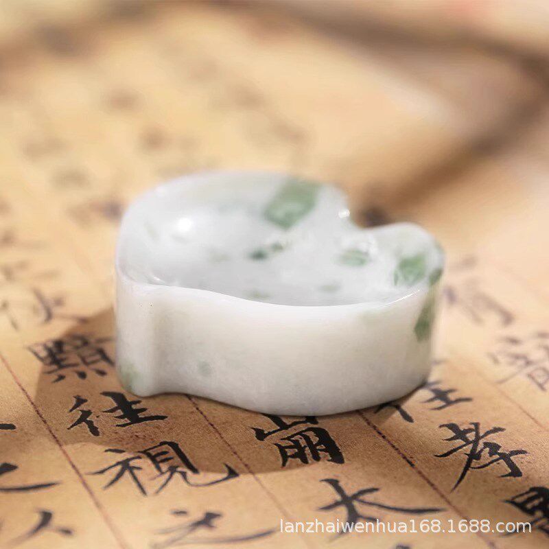 岫玉手工雕刻笔舔创意搁r墨碟镇纸文房雅器精品天然玉石书法笔文