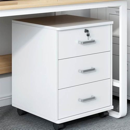 文件柜办公室桌下收纳柜带u锁矮柜抽屉柜木质边柜储物柜落地小柜