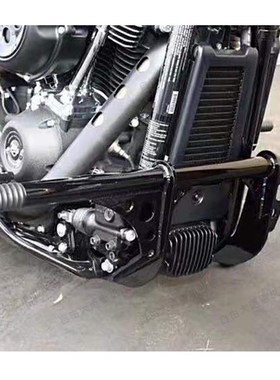 Cyclops哈雷摩托车软尾改装一字前护杠 M8用DUS风格亮黑防摔杠