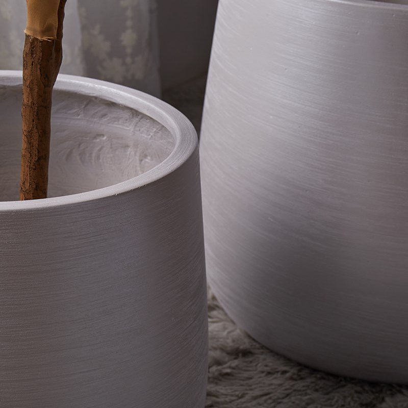 北欧简约镁泥花盆现代风格落v地大号圆形大型盆客厅绿植装饰品摆