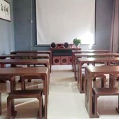 实木国学桌书法专j用桌中式 毛笔书法练字桌培训班课桌椅围棋茶艺