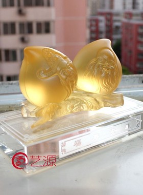 艺源 琉璃摆件 福寿安康 寿桃寿星送长辈M朋友家人祝寿的生日礼物