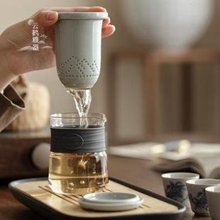 旅行茶具 云鹤雅器 新中式 橘子花快客杯套装 陶瓷茶杯简约风便携式