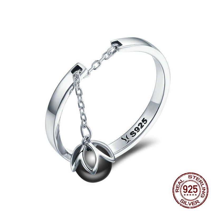 时尚s925纯银女士贝珠戒指