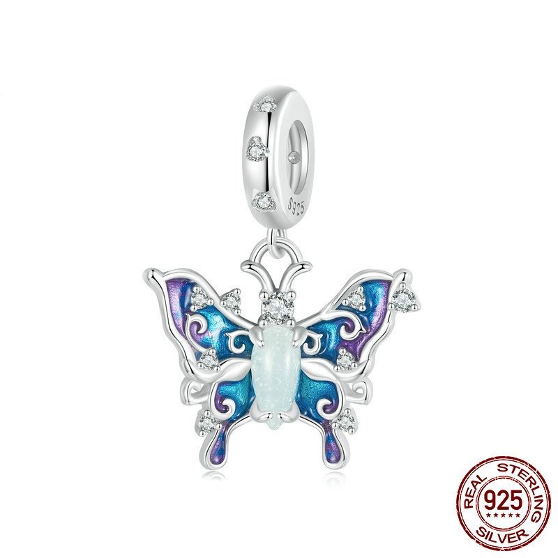 夜光石炫彩蝴蝶diy吊坠配件 复古发光蝴蝶s925纯银手链串珠,饰品/流行首饰/时尚饰品新,银饰吊坠,淘宝优惠券,粉丝福利购,淘宝优惠卷