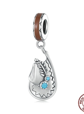 西部牛仔帽子diy手链项链吊坠 欧美复古风s925纯银串珠项饰