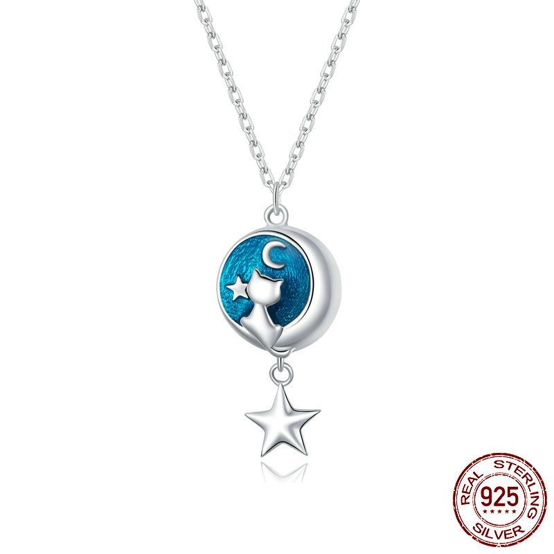 S925纯银月亮猫咪项链星星简约时尚流行个性项饰,饰品/流行首饰/时尚饰品新,银饰项链,淘宝优惠券,粉丝福利购,淘宝优惠卷