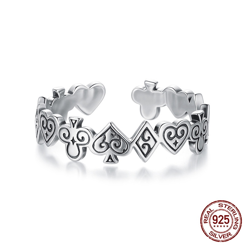 复古趣味扑克牌开口戒