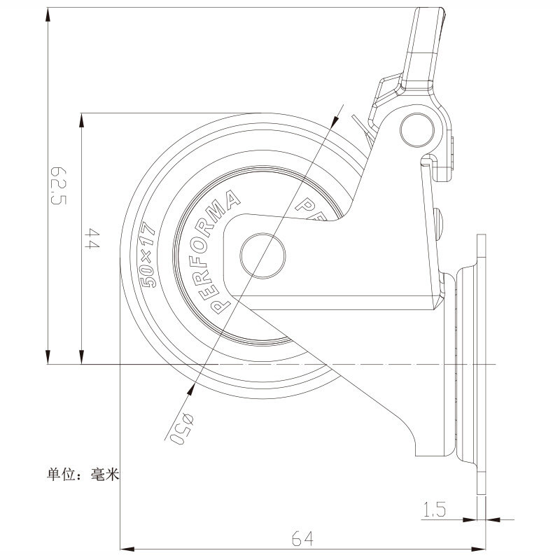 2寸静音万向轮轮子带刹车橡胶脚轮家具花架小滑轮4只包邮