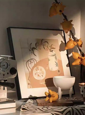 合集软装现代复古厨房饰品摆件咖啡机摆画仿真花材砧板餐垫橱柜
