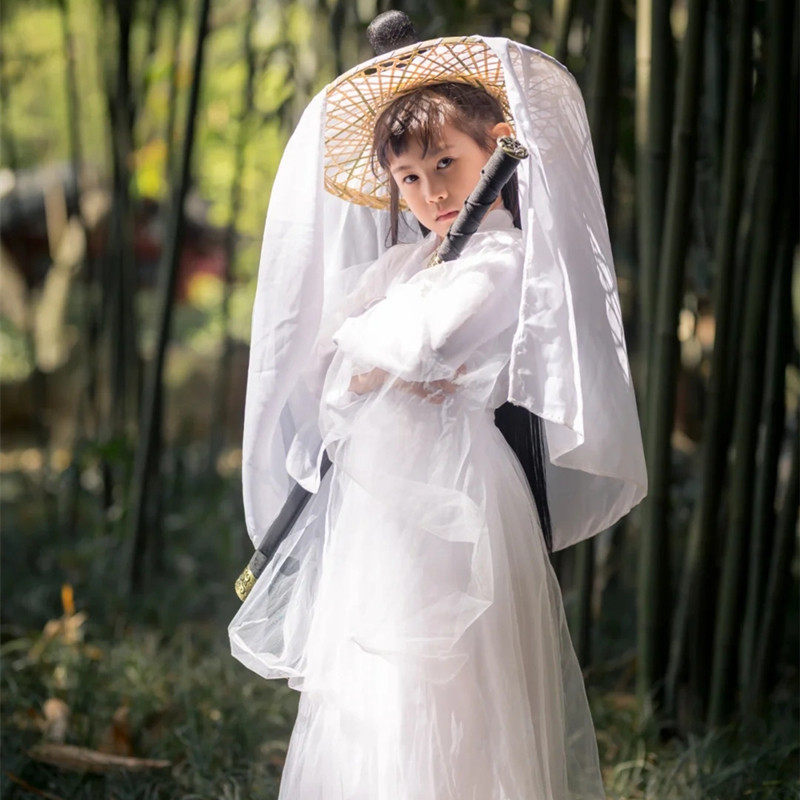 儿童斗笠古风汉服拍摄道具侠客帷帽影视剧演出古装帽子遮阳幕篱