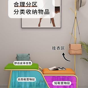 轻奢换鞋 凳 凳家用门口挂衣架衣帽架一体玄关软包鞋 柜可坐入户穿鞋