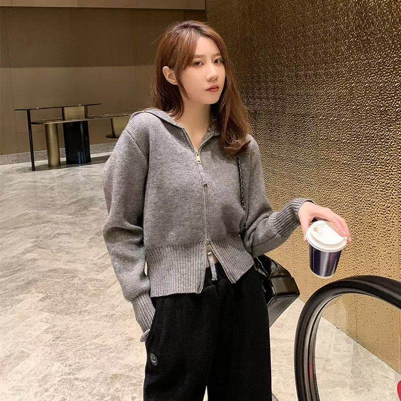 【明星同款】开衫连帽卫衣女2025新款宽松冬拉链上衣短春秋外套