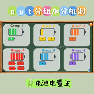 原创ppt分组加分PK竞赛机制电池电量王6小组奖励