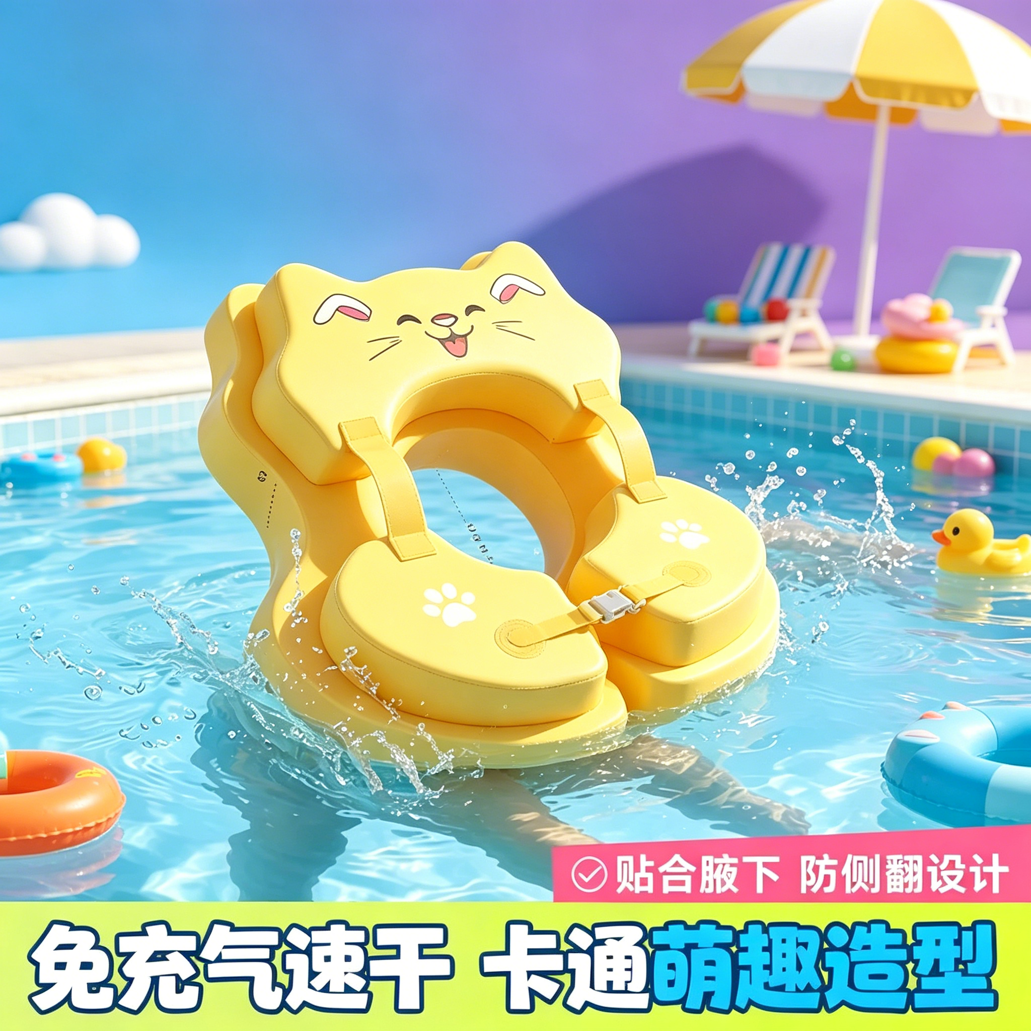 婴儿游泳圈免充气新生儿小月龄v
