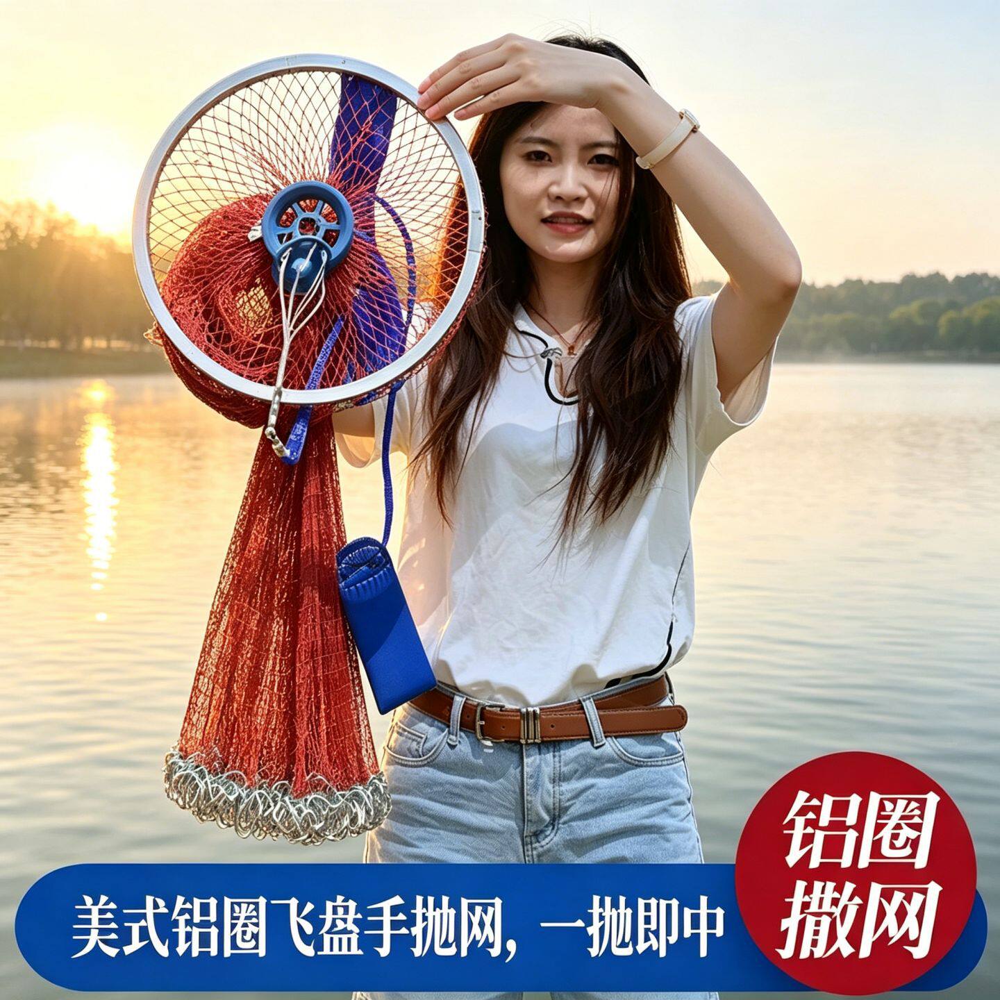撒网大飞盘式捕鱼网手抛网圆盘