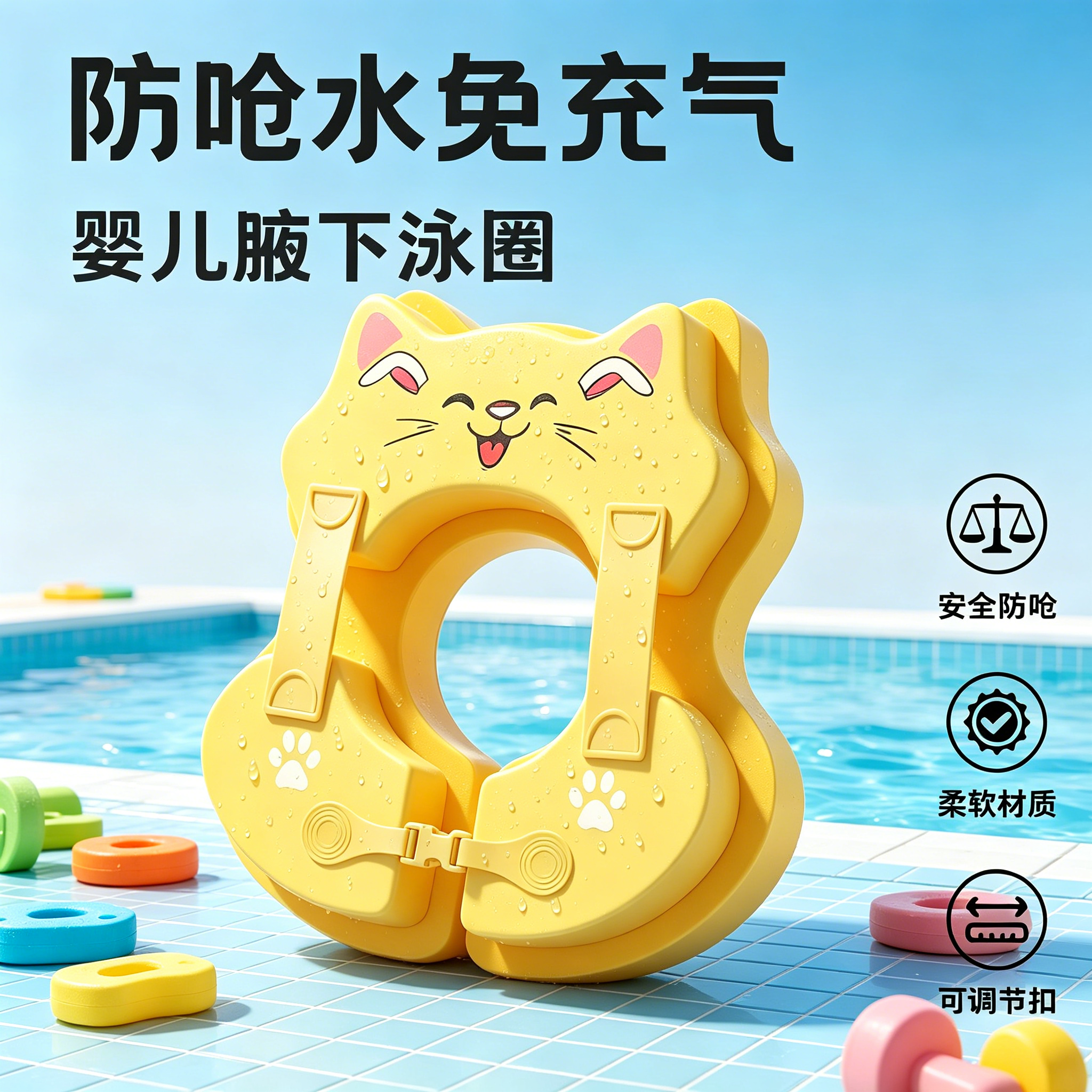 婴儿泳圈新生幼儿腋下圈加厚防反