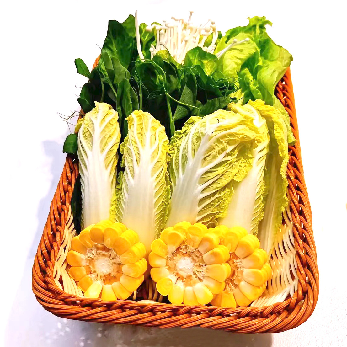 火装盘创意个性iyf色长方塑料藤编蔬菜菜时蔬菌类拼盘锅洗特菜框