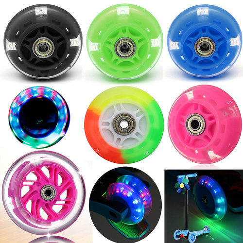 80mmLED滑板车滑轮儿童扭扭车静音闪光轮ABEC-7轴承pu轮滑鞋滑轮