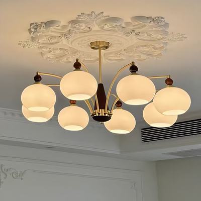 北欧包豪斯中古vintage田园柿子灯法式奶油风卧室实木客厅吊灯