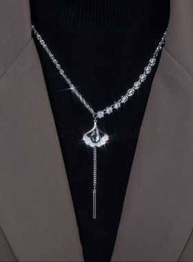 轻奢小众镶钻长款项链个性潮流独特设计秋冬毛衣链高级感配饰颈链
