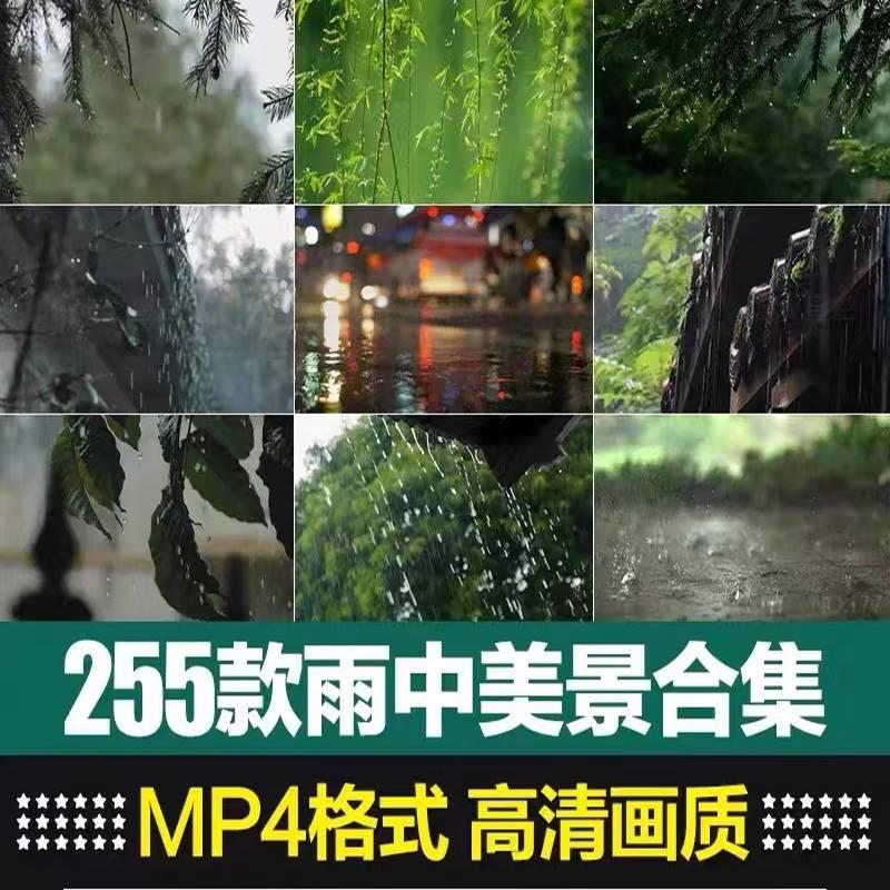 唯美意境下雨天空树叶水滴水珠雨中屋檐伤感治愈短片剪辑视频素