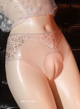 伪娘内裤男女变装性感内裤伪娘蕾丝后镂空蝴蝶结设计三角裤